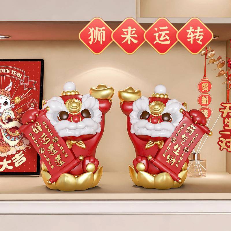 醒狮迁摆件客龙年舞狮厅玄关电视柜家居装修开业BJ2183饰乔之喜礼