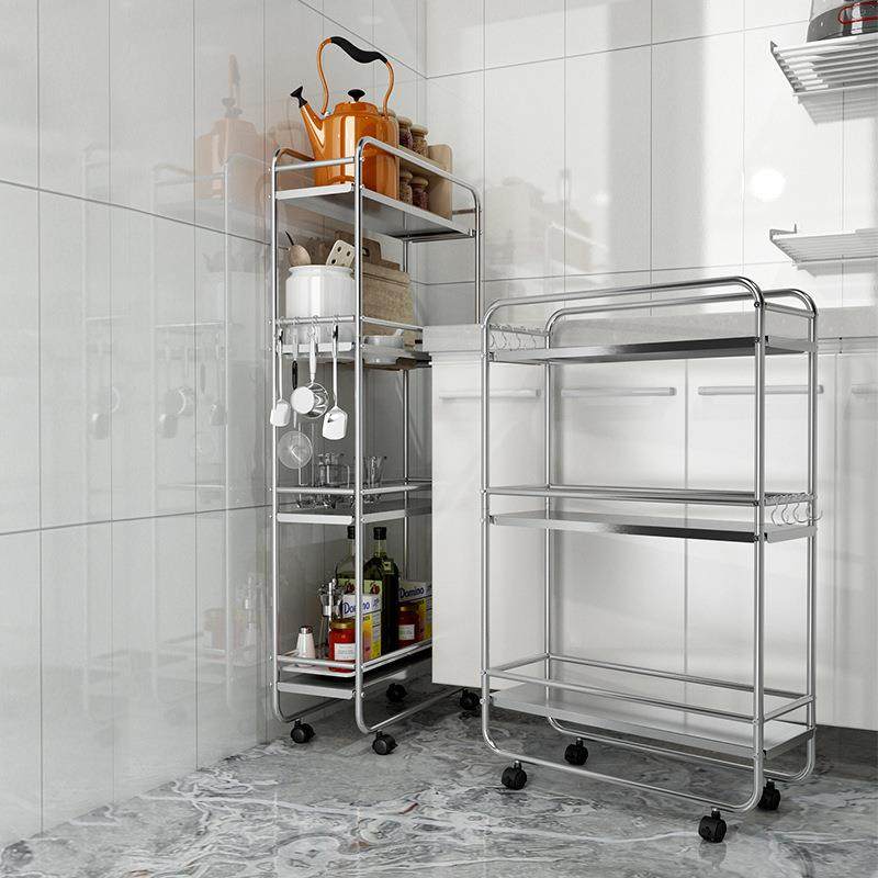 不2锈钢厨房夹缝置物架落地多HXK层窄冰箱缝隙2超0cm5纳宽浴室收