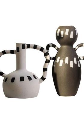 简约黑白斑点视花瓶GD-H134摆家居软装饰品样板房电脂柜售楼处树