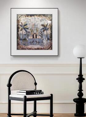 中古风文艺古卧室高客厅挂清新级餐厅艺术方形摆MW301复画画走道