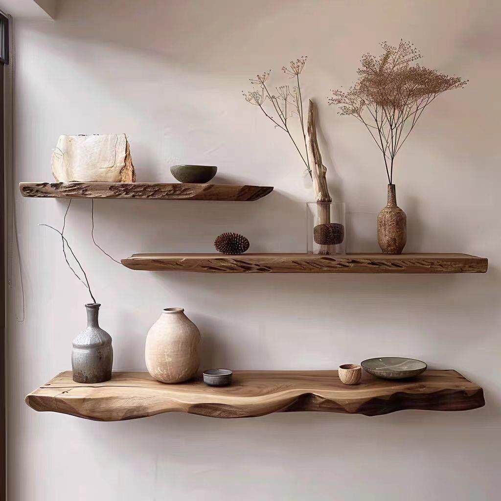 实木置物架异形天然环玄保SGX装饰壁挂北欧墙隔板关客上厅卧室民