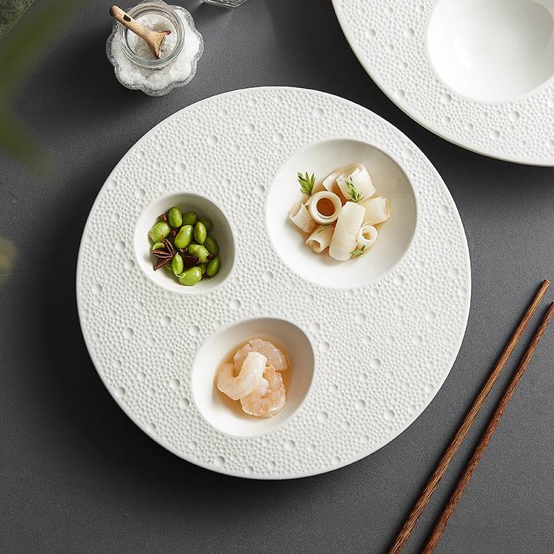 冷凉菜盘子餐厅商用网红酒店清酒吧ktv小吃碟子白色餐具陶瓷菜盘