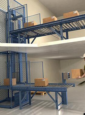 往415复式提物升直机货流水C型垂直升线降货梯货运循环垂提升机