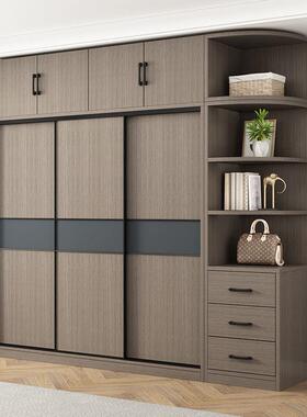 大衣柜推拉门包安室装实木卧衣柜家WAU用简储约小户型收纳物大衣橱