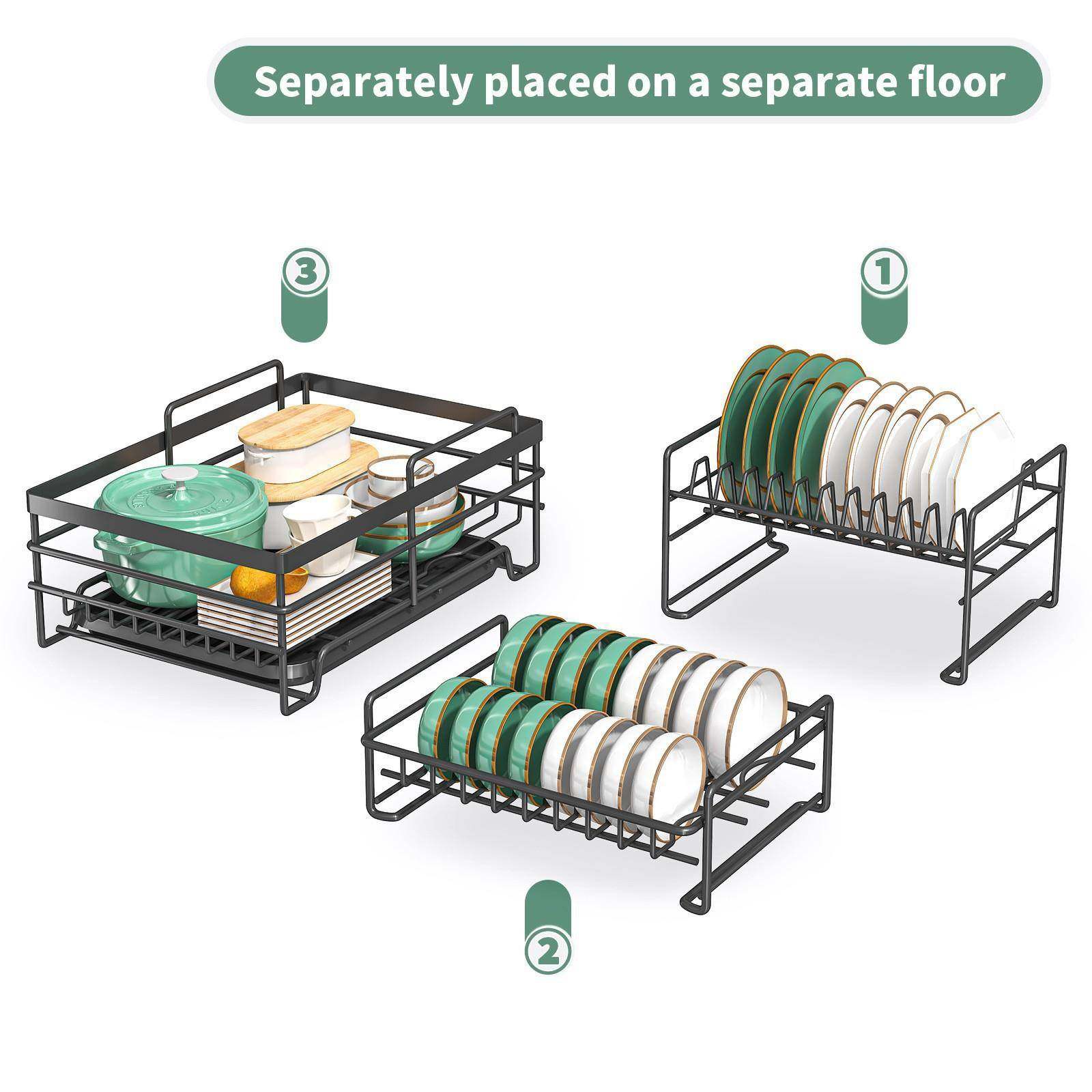 跨无境亚马厨房防碗架碟架家用逊生锈台面三层收纳碗碟置物防锈,厨房/烹饪用具,抹布架/厨房清洁收纳架,淘宝优惠券,粉丝福利购,淘宝优惠卷