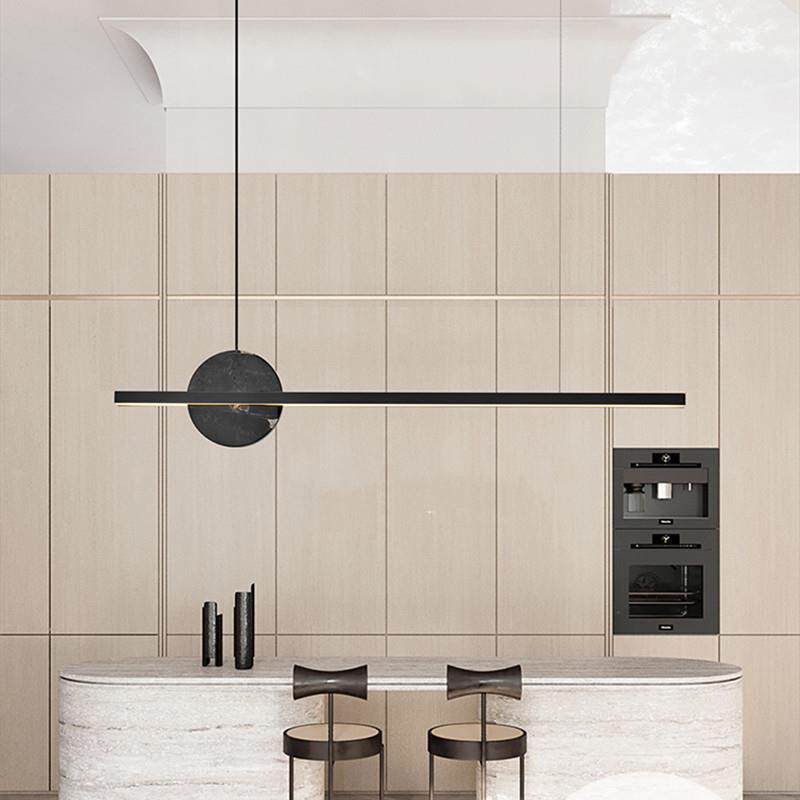 新款全铜餐厅长条吊灯高室档轻奢设岛计726师大理石吧台吊台办公