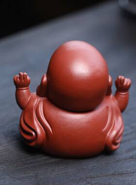 工厂直供宜兴紫砂供笑口常开开心佛茶宠摆件茶具茶盘茶玩禅意