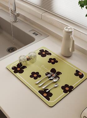 天台华莲水油风厨房台面沥水垫奶硅藻泥ltao6798吸垫吧台盘隔热垫