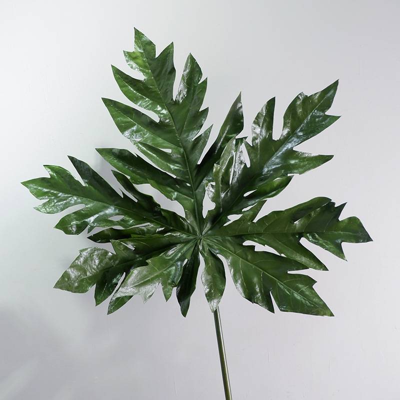 大枝仿真PU植物五指叶仿真木瓜叶仿真枝叶仿真花室内空间装饰花艺