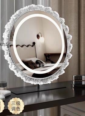 化妆镜带灯led异形台桌面妆台镜梳子旋174转妆镜智能触梳控美妆式