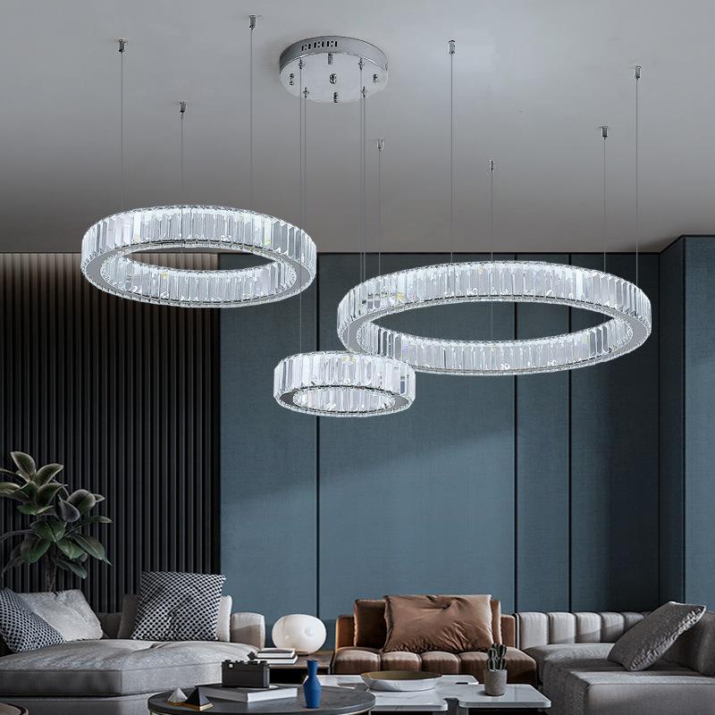 现代轻奢别墅酒气大DJ08商铺简约大客厅餐厅圆环厅复式楼店水晶大