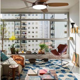 工扇业吊灯复古风扇灯美式 099l仿古木 e餐厅客d厅带灯吊扇木纹FZL