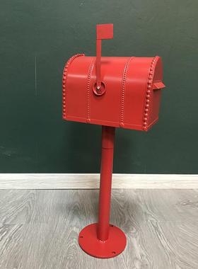 欧式复落古铁艺信报箱工庭院装饰实手用地摆件工业BJ128风摄影具