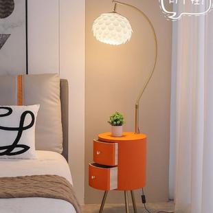 0225新款 奢客厅沙发落边几 地轻灯卧755室网红智能床头柜一体法式