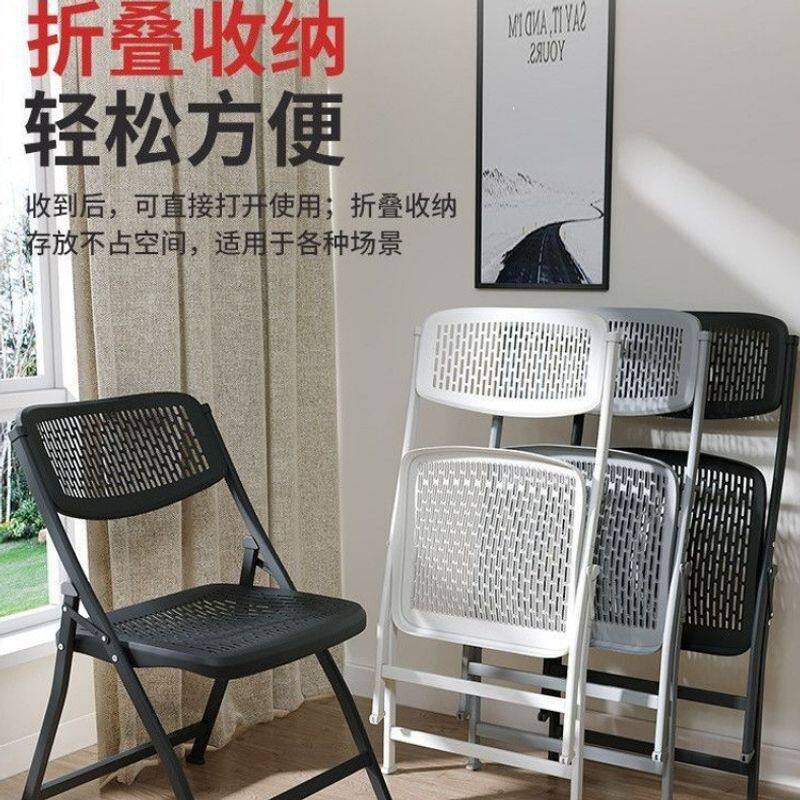 简约折叠免安装电脑椅餐椅办公室会议折叠椅子靠背椅可折叠出租屋
