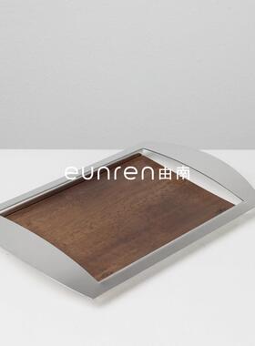 简约不钢胡桃木托盘收纳果盘摆YN-TP197件家居茶几餐桌房板间软装