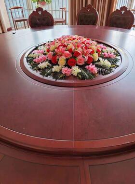 酒店大圆VWK桌桌中间摆花店饭桌花绢餐花圆装饰花餐桌摆台花圆桌