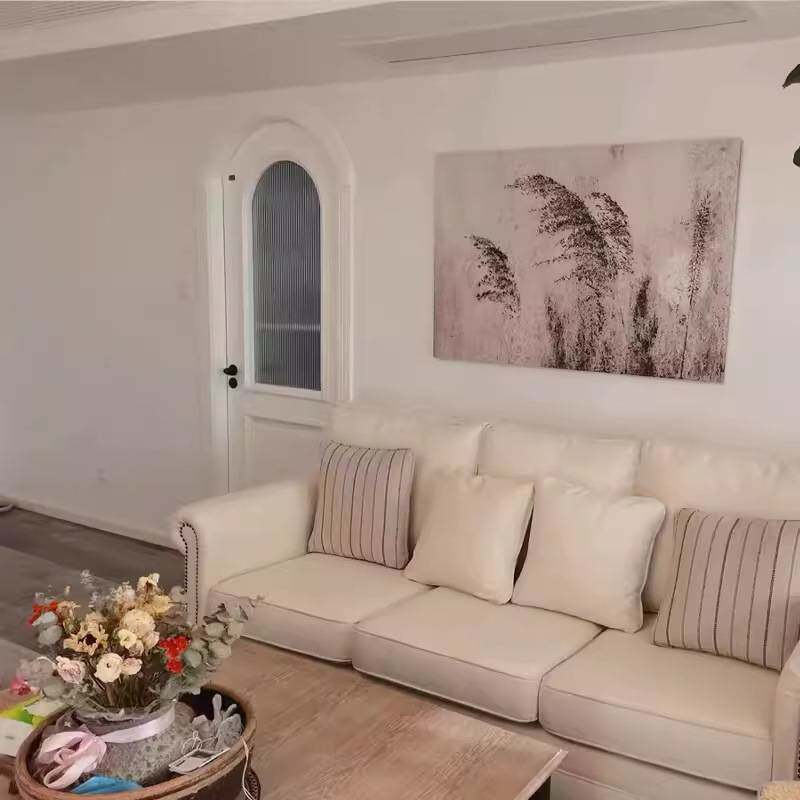 美式极简风沙发复古棉麻轻奢中小户型客厅三人位组合时尚布艺沙发