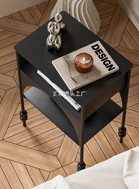 卧室床头户柜小型沙发边几家新款简约边黑色窄TH05柜复古个性置用