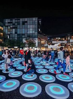 led圆音形OAH重力感应地地砖灯舞台地板圆灯形彩色跑脚踩互动乐面