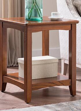 美式客厅实木边几角白蜡沙发几边柜储木物KS-08569柜桌边小四方桌