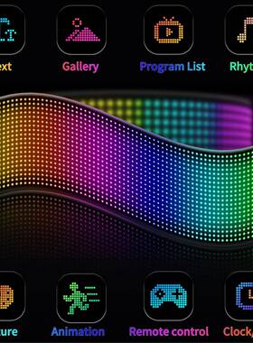 HRP-2064led柔屏RGB幻贴彩软屏防水广性屏智能车车载表情屏20*64