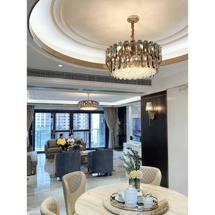 客厅7141吊灯简约后现代圆形奢港餐华别墅厅灯卧灯式 轻奢室水晶吊