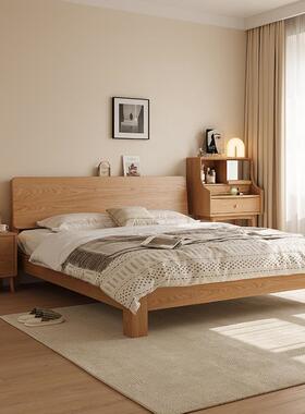 全实木1米8床双2人床橡木色家1米单人YTS床家用民宿床主卧具出租