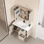 G能ZZ浴室13美柜蜂窝铝圆镜弧柜智储物柜卫生间除雾带灯带妆架镜