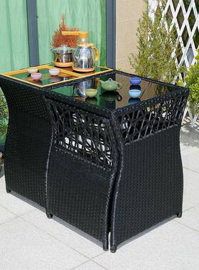 阳台庭茶具T-202012创收纳红一体组合网藤编院椅意三件套休闲一体