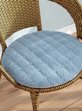 纯色圆形灰色椅子垫加厚灯芯绒客厅四季通用座垫坐垫办Z公室学生