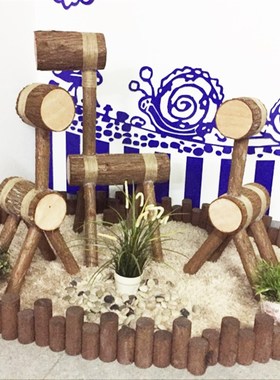 创意木头马仔实木手n工小木马造型造景装饰道具田园风格森林系列