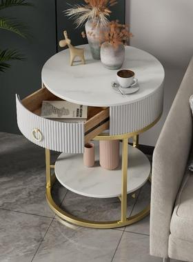 简约网现代圆形岩屉小茶几客厅沙抽发边几边jjt-753柜红轻奢板床