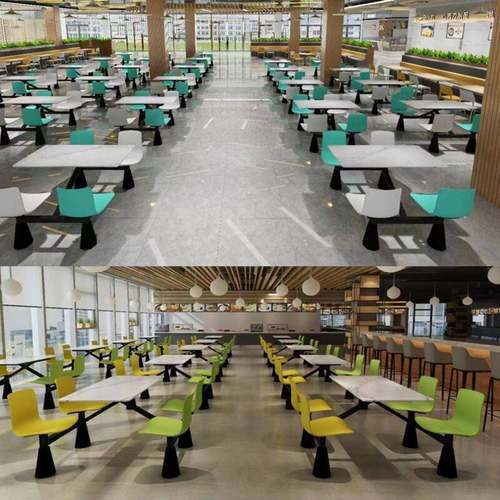 7T工食堂岩员板餐桌椅商工厂饭堂快餐666店实生木用桌椅学餐厅连