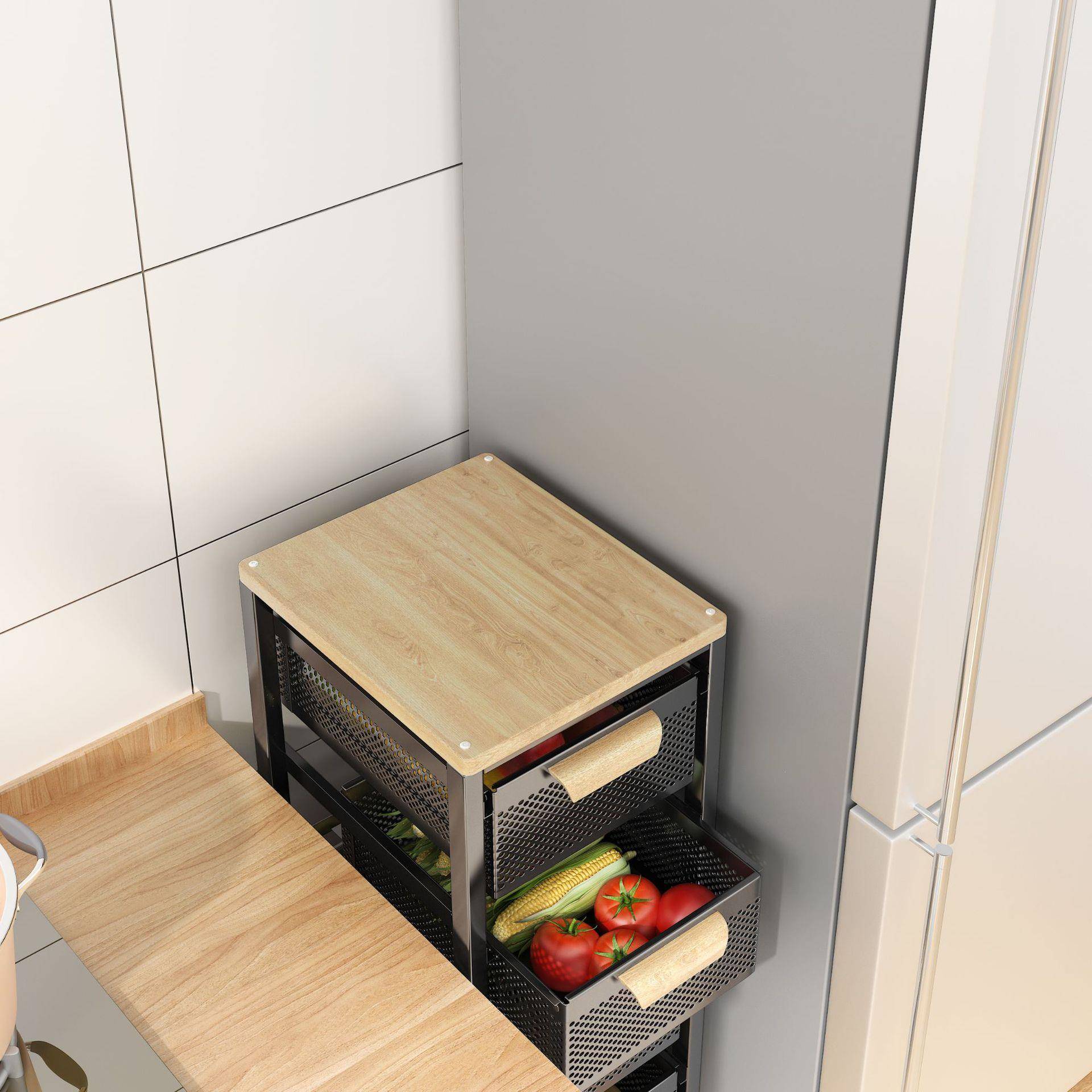 帅仕Z-TC2201免安装沥家厨房蔬菜置物架多层带屉夹缝收纳架用抽可