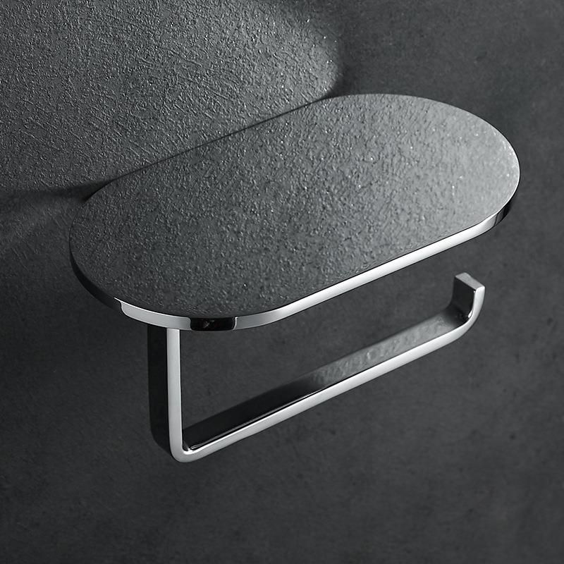 卫生间全铜手机纸巾架打孔浴室卷纸架免置物架厕纸所壁挂巾钩