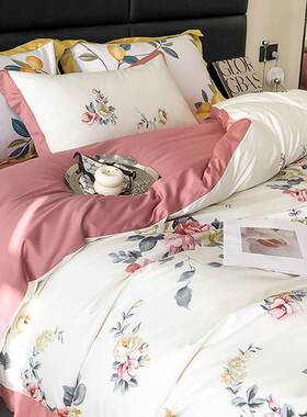 61K3美式田园风长绒棉纯棉四件套贡缎南通家居被单床上