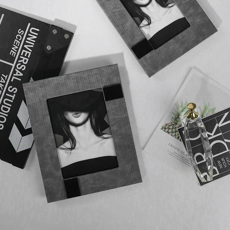 新款台轻奢皮革相面框轻奢相框摆桌挂墙客餐卧室样板房摆台装厅饰