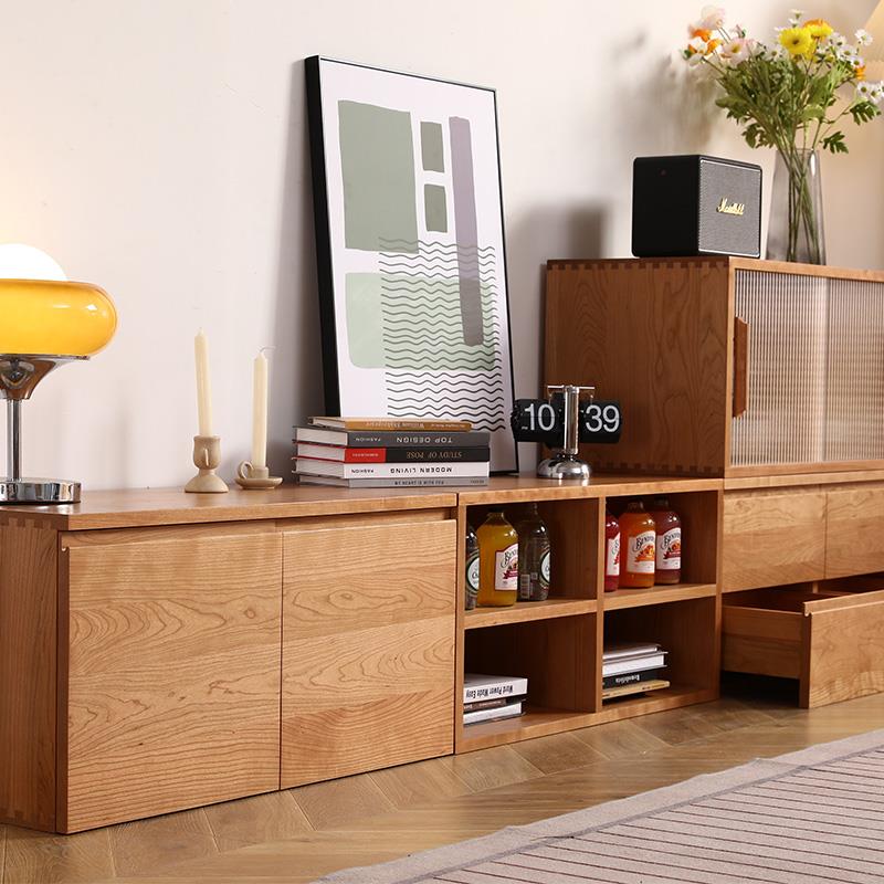 实7K北魔方组合其视樱桃木木电视柜实木多功能组柜电合柜书柜储物