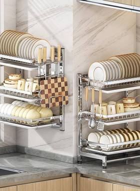 304不锈钢沥碗房碟收纳架厨置物架水碗F78MHT8T盘放功碗碟子盘子