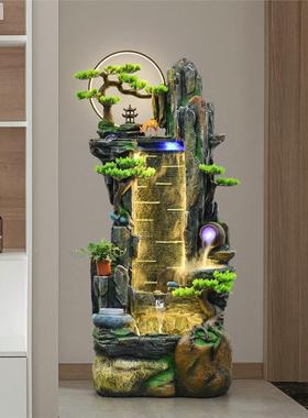 假山流水喷泉客循环水财21012风招水轮办公厅室鱼缸造景观装落饰