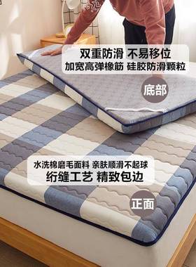 磨毛水洗棉床垫加厚保暖垫舍学生软单人BSK-磨毛铺底可折四季通宿