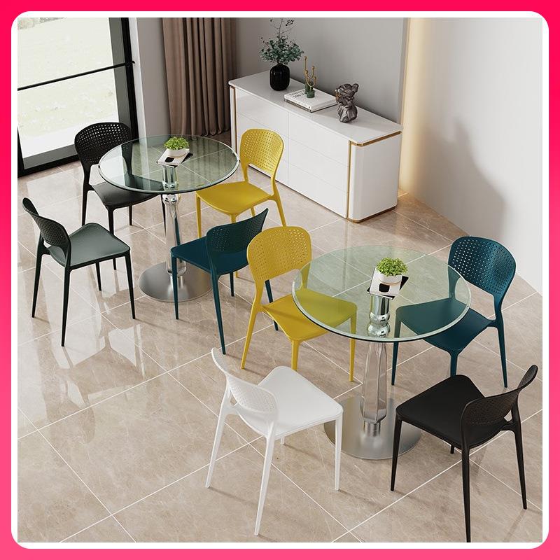 G3YN钢化无品牌/玻璃餐桌玻璃圆桌桌谈椅桌组合会客桌饭桌家用洽