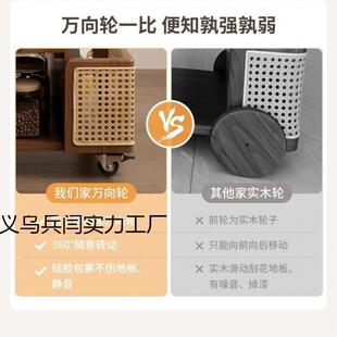 木实可移推动边几巴升降茶几家用客厅沙发边YWD士柜子中古风小车