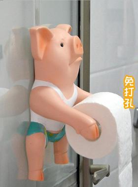 架创意小猪纸巾壁挂卫生间厕卡所摆件通客厅浴室厨tb-65638房筒卷