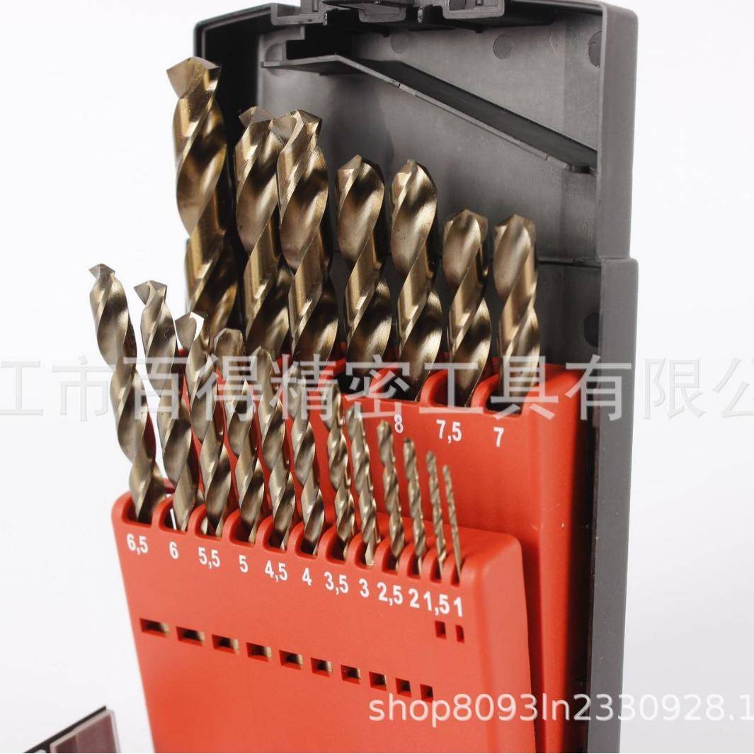 玫瑰盒组套麻花钢钻DGL头1速9支套含钴M3装5钻不锈直柄麻花钻套高