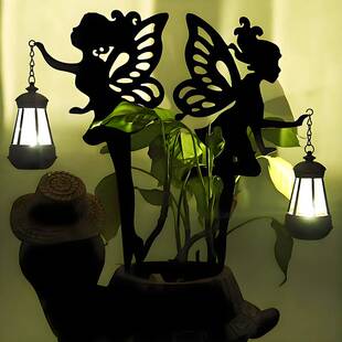 跨境太阳能户外阳台花园灯铁艺剪影仙女草坪灯地插装饰氛围庭院灯