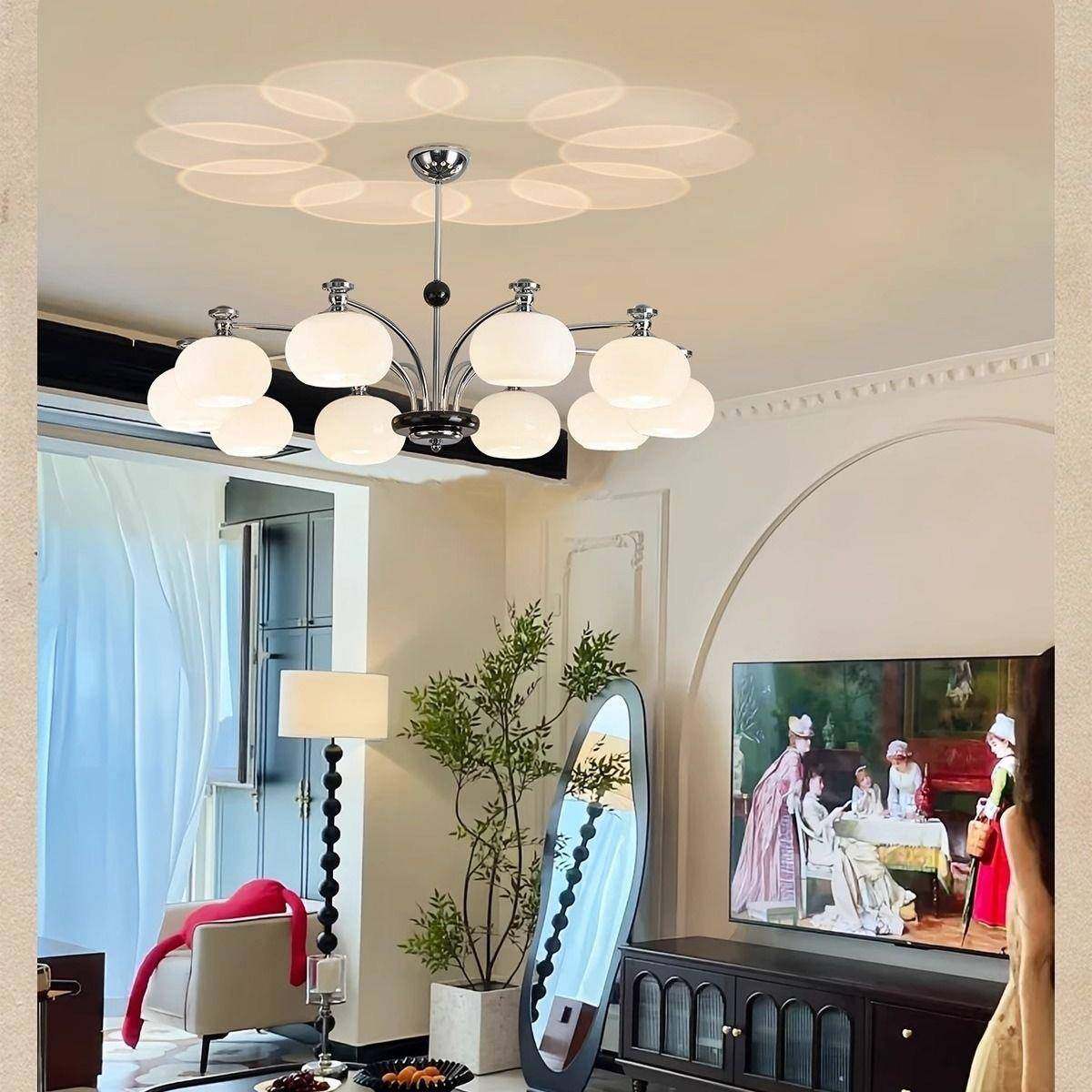 法奶式魔豆复室古奶油具风柿子创意157简约客厅卧房间灯中古油风,家装灯饰光源,智能吊灯,淘宝优惠券,粉丝福利购,淘宝优惠卷