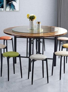 圆面板折桌家用会饭店酒店流叠水席食堂UXY大排聚档简易餐桌圆形