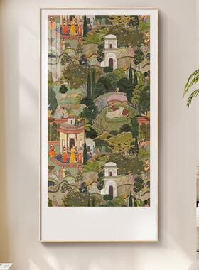 斋浦尔流花东南亚风客厅装园饰画式法中古风窄长条挂画潮QC202305